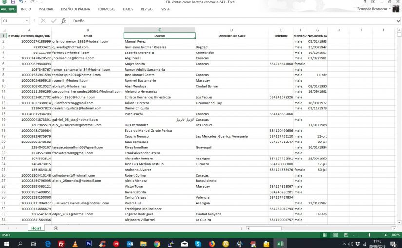 Bases datos de Usuarios de Facebook