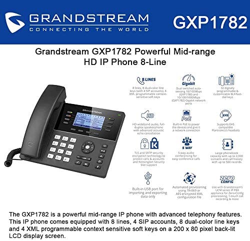 GXP1782), así como funciones de aprovisionamiento automático con control de acceso a medios. El GXP1780/1782 es la solución perfecta para usuarios que