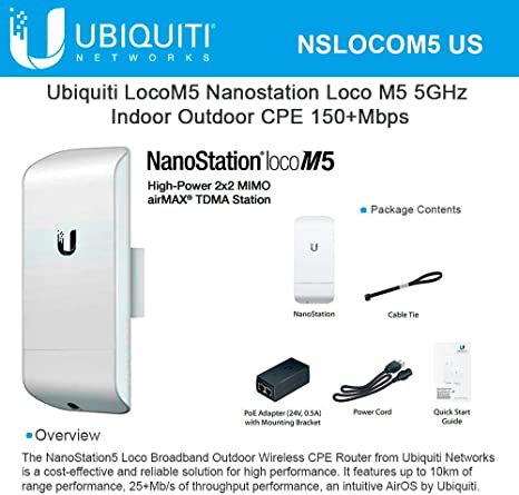 NanoStation LOCO M5 Ubiquiti 5 GHz 13 dBi MIMO AP LOCOM5