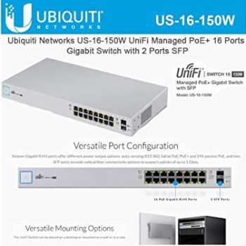 Ubiquiti Networks switch UniFi de 8 puertos SF 150W US-8-150W