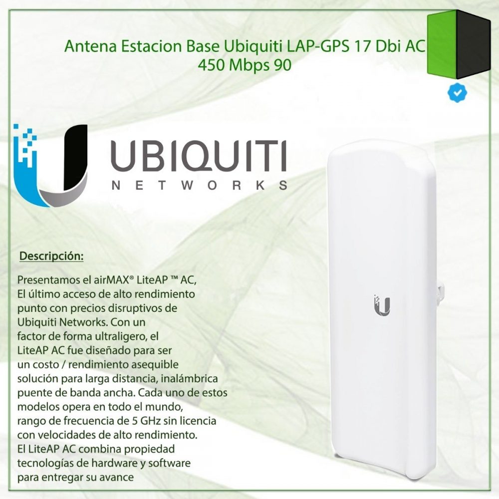 ANTENA CPE UBIQUITI LITEAP GPS 5GHZ AC AIRMAX 17DBI 450+MBPS LAP-GPS