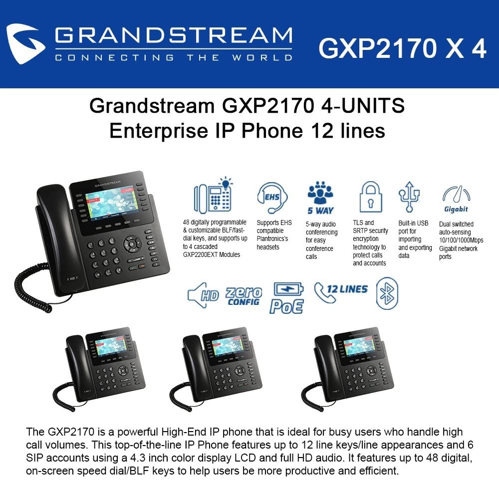 TELEFONO IP GRANDSTREAM GXP2170 12 LINEAS PoE GXP2170