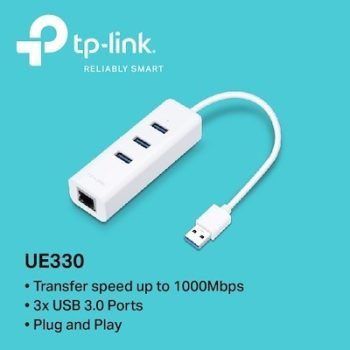 DE-LINK USB 2 en 1 con Hub de 3 Puertos USB 3.0 Ethernet Gigabit UE3300