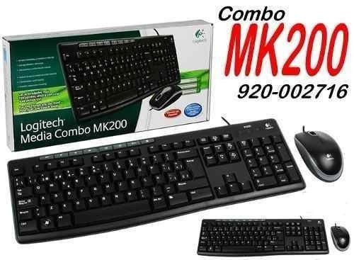 Teclado y Mouse Logitech MK200 Alámbrico USB Negro 920-002716