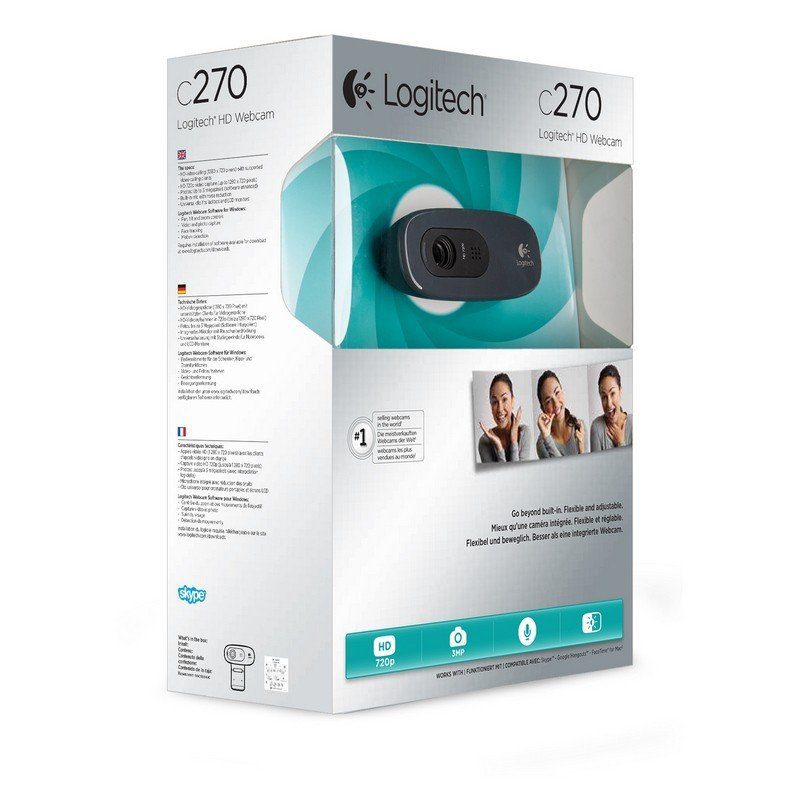 Webcam Logitech HD C270 con Micrófono, 1280 x 720 Pixeles, USB 2.0