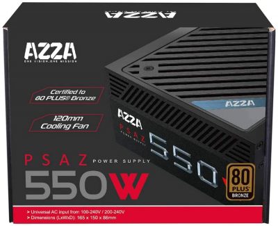 Azza PSAZ-550W 550 WATT Power Supply, Bronze 550W unidad de fuente de alimentación