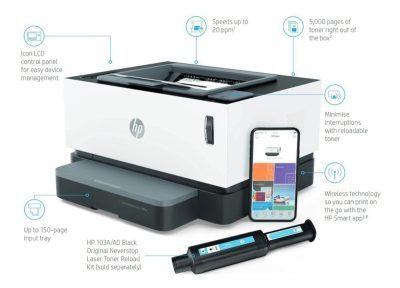 IMPRESORA HP LASER 4RY23A NEVERSTOP 1000W, INALAMBRICA, WIFI, MONOCROMATICO  – Sumitec Perú