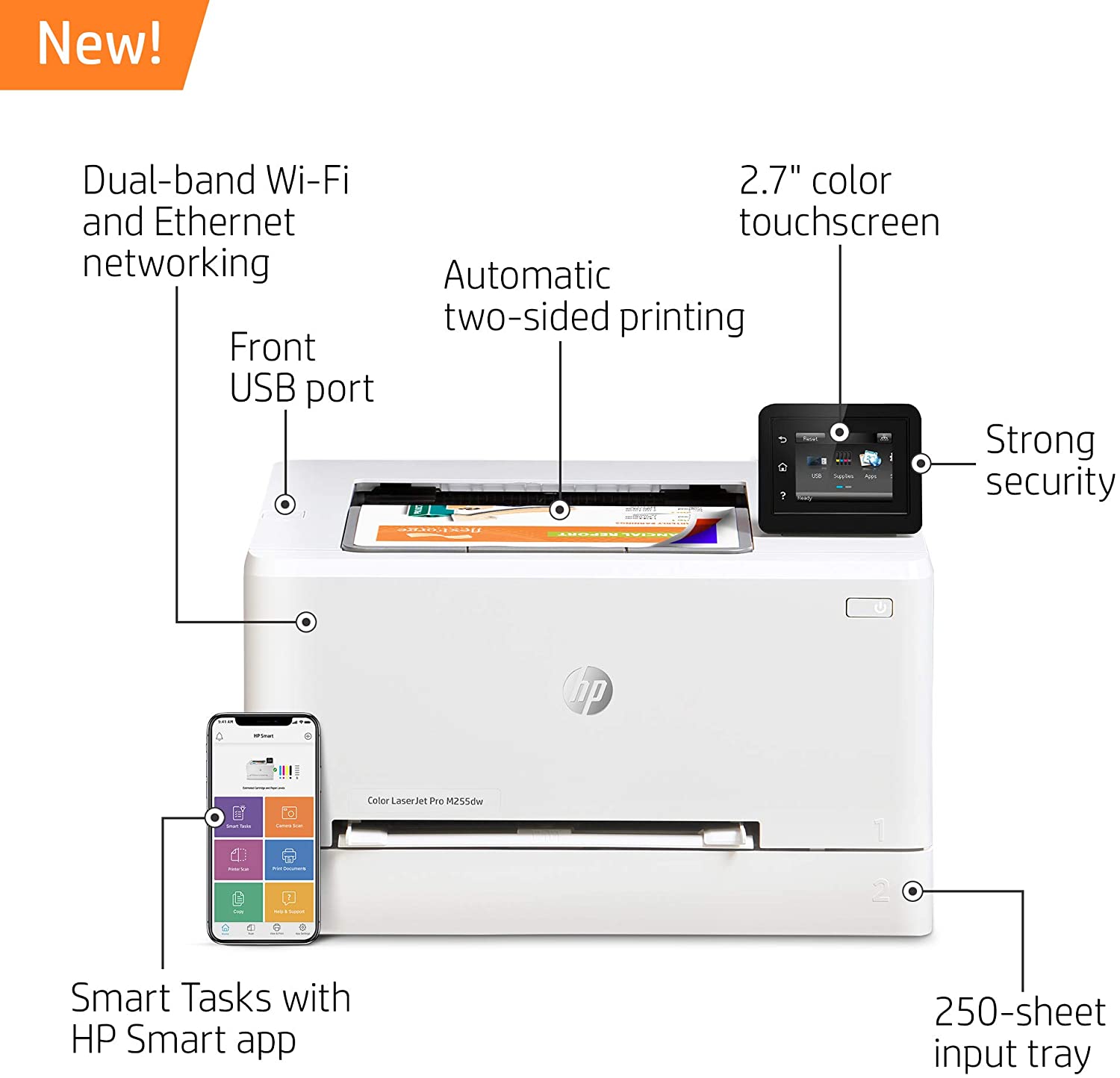 Impresora laser HP LaserJet Pro M255dw Wi-Fi Ethernet USB 7KW64A#BGJ