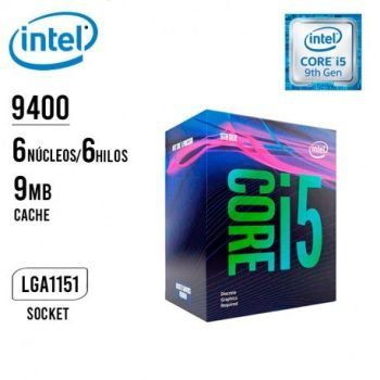 Procesador Intel Core i5-9400 S-1151 2.90GHz Six-Core 9MB Smart Cache (9na. Gen) BX80684I59400