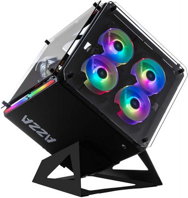 Azza Cube 802 Full-Tower Black - Maletín para ordenador (torre completa, PC, SPCC, Negro, ATX, Micro ATX, Mini-ITX, juego)