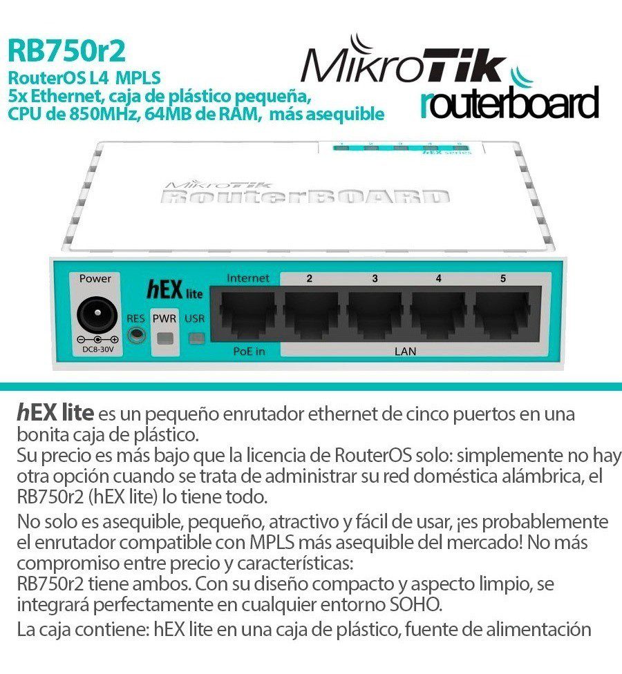 Mikrotik Rb750 R2 850mhz 64mb Ram Balanceador Vpn Rb750r2