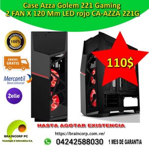 Case Azza Golem 221 Gaming 2 FAN X 120 Mm LED rojo CA-AZZA 221G