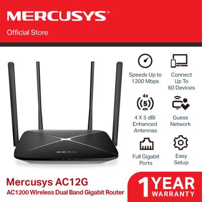 MERCUSYS ROUTER INALAMBRICO GIGABIT 4 ANTENAS DUAL AC12G