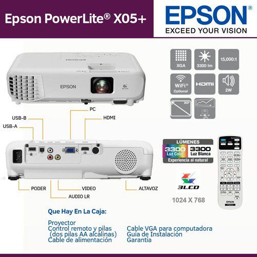 Proyector Portátil Epson PowerLite X05+ V11H839021