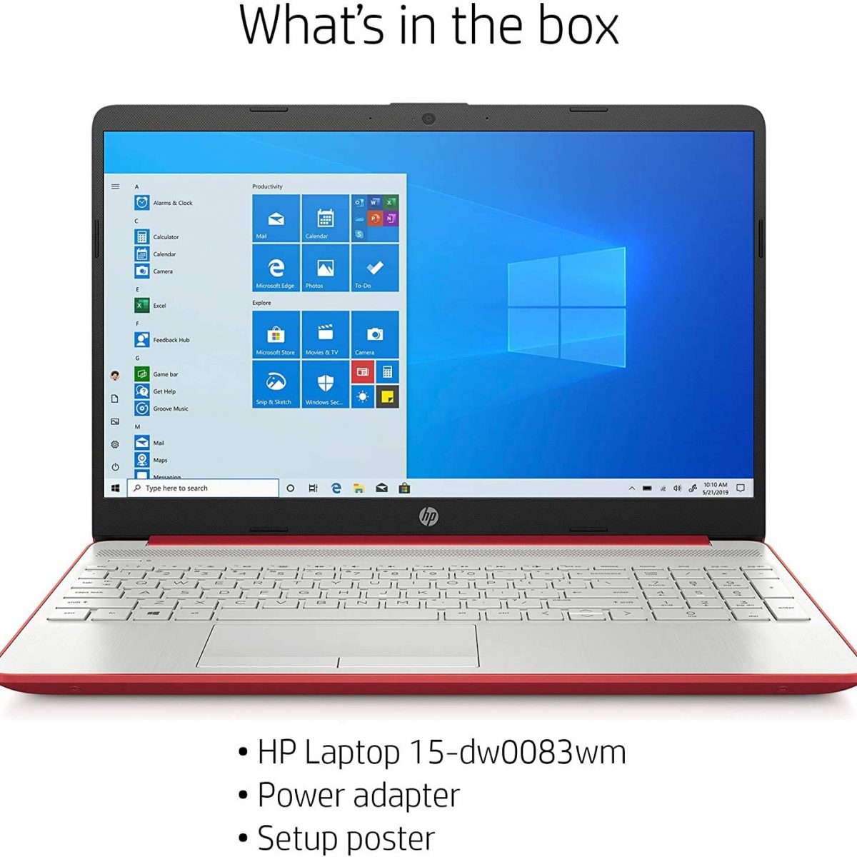 2020 HP 15.6'' HD pantalla LED Intel Pentium Oro 6405U 4GB DDR4 RAM 500GB HDD Windows 10 Scarlet Rojo