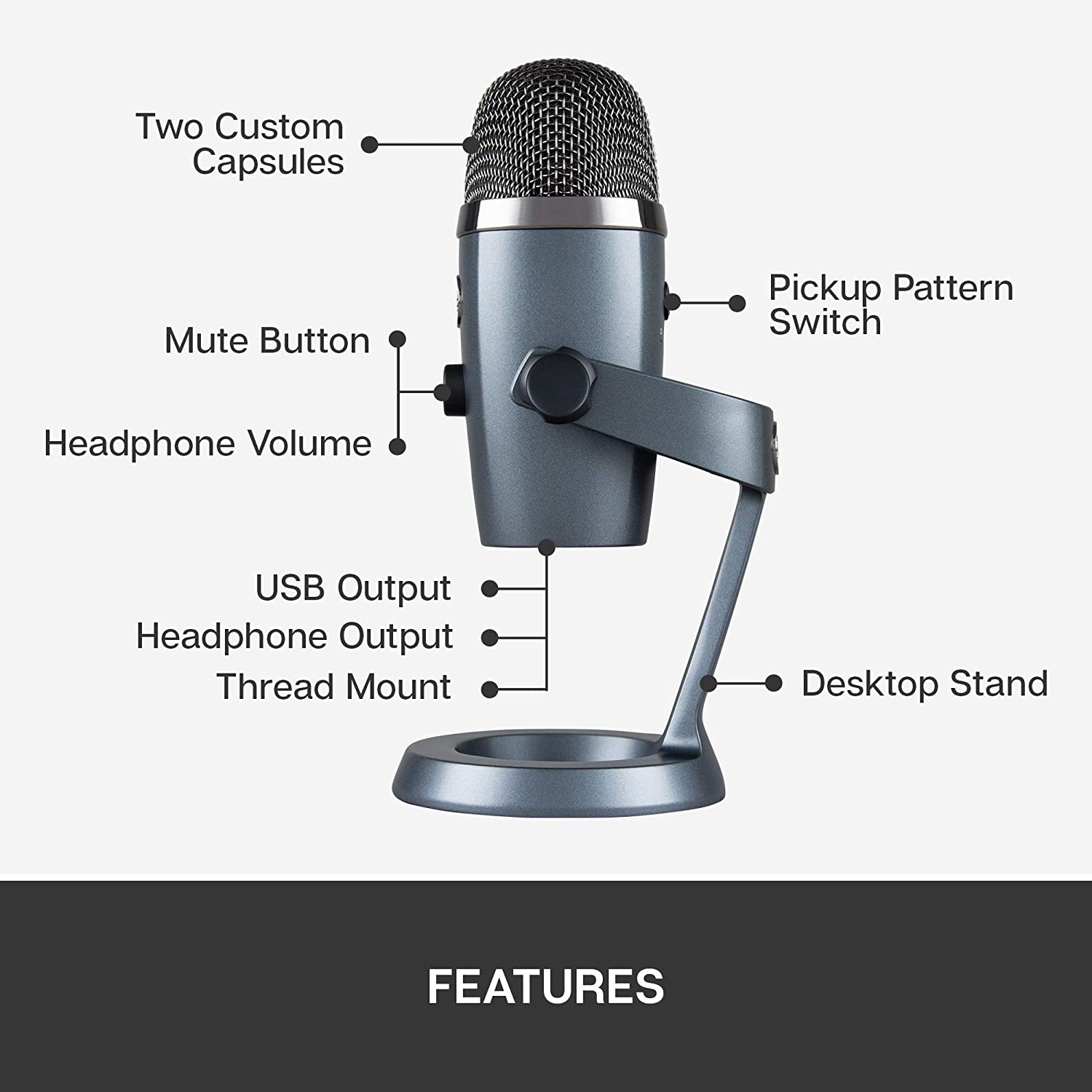 Micrófono USB, micrófono condensador para podcast para computadora, Mac,  Smartphone, micrófono para juegos Plug & Play con silencio rápido LED