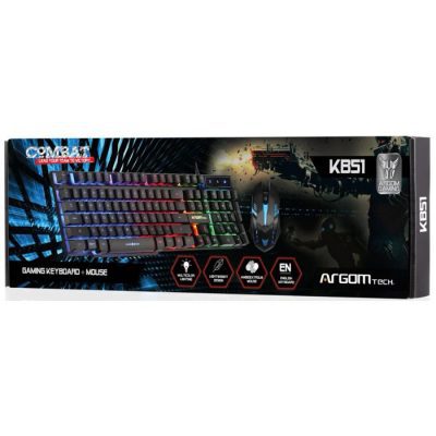 KIT TECLADO MOUSE ARGOM COMBAT GAMING USB ESPAÑOL ARG-KB-2051BK