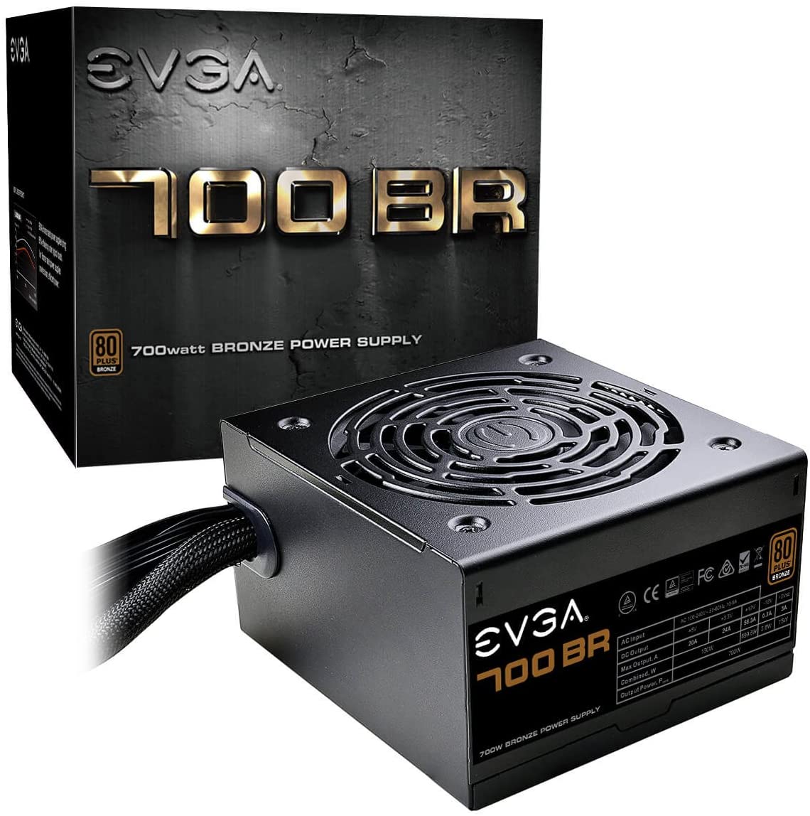 FUENTE PODER EVGA 700W BR 80 PLUS BRONZE ATX 100-BR-0700-K1