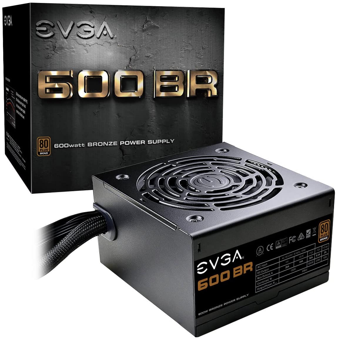 FUENTE PODER EVGA 600W BR 80 PLUS BRONZE ATX 100-BR-0600-K1