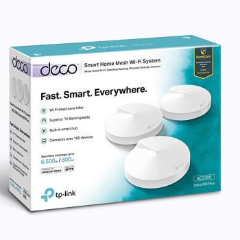 TP-LINK AC2200 Deco M9 Plus (3-pack) - Amplificador wifi Super Mesh inteligente sin interrupciones, Tri-band hasta 600m² Hub Smart IoT, Zigbee, 2 Gigabit, MU-MIMO