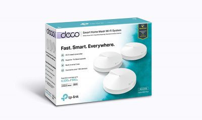 TP-LINK AC2200 Deco M9 Plus (3-pack) - Amplificador wifi Super Mesh inteligente sin interrupciones, Tri-band hasta 600m² Hub Smart IoT, Zigbee, 2 Gigabit, MU-MIMO