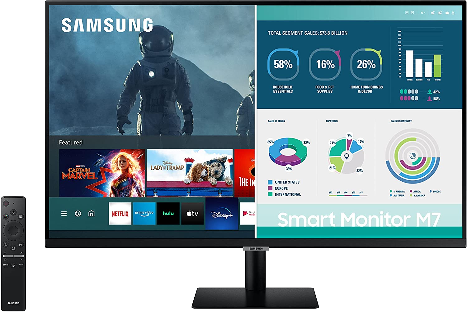 SAMSUNG Monitor de computadora inteligente UHD de 32 pulgadas serie M70C  con transmisión de TV, concentrador de juegos, soporte ajustable, acceso