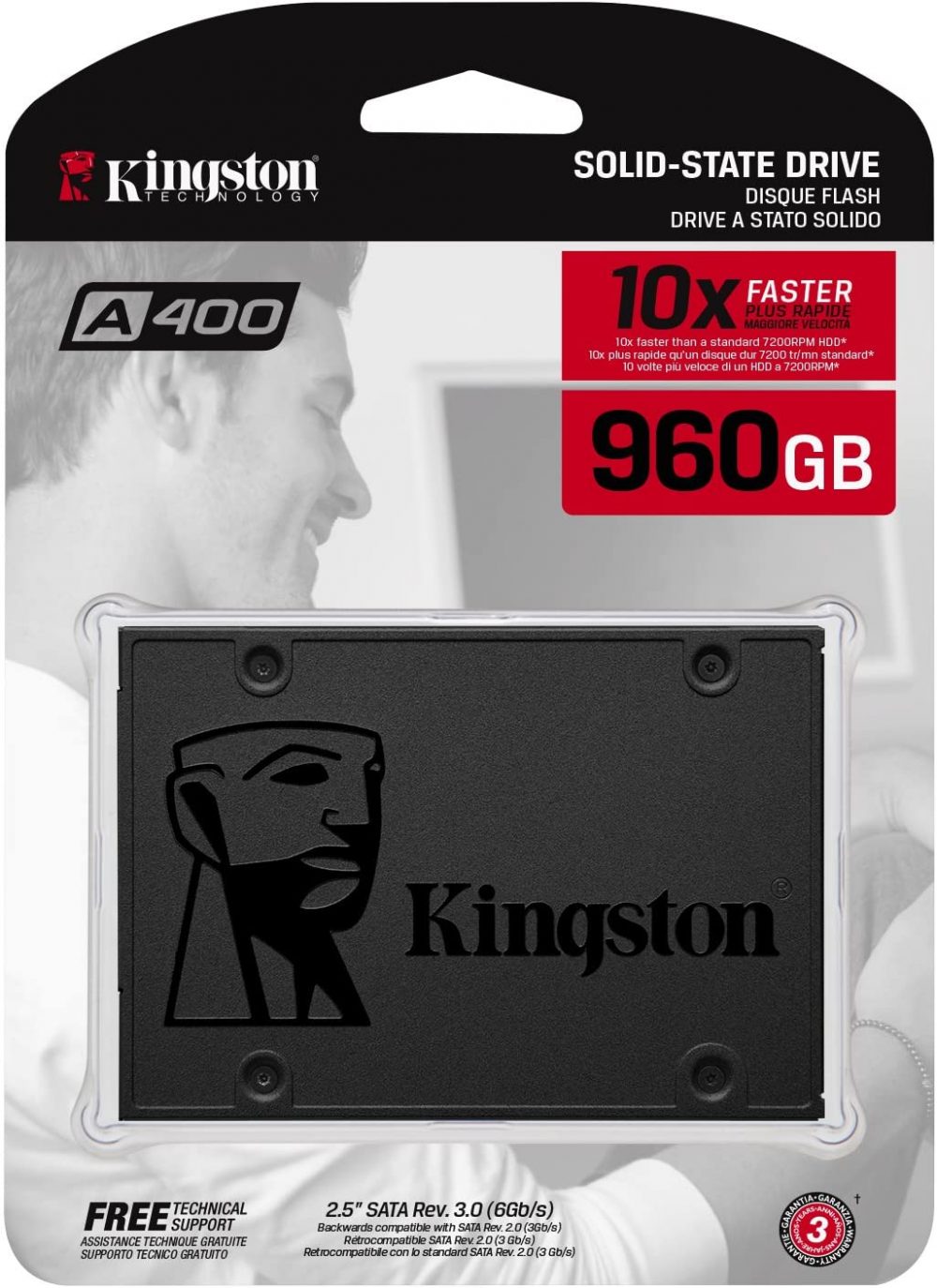 Kingston 960GB A400 SATA3 2.5 "SSD interno SA400S37 / 960G