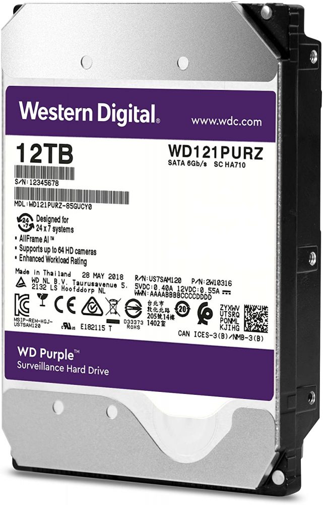 Disco Duro Interno WD Purple 3.5" 12TB SATA III WD121PURZ