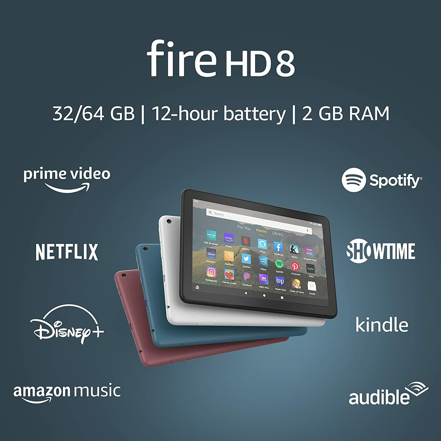  Tableta  Fire HD 8, pantalla HD de 8, 32 GB, procesador  30 % más rápido, diseñada para entretenimiento portátil, (lanzamiento  2022), Negro