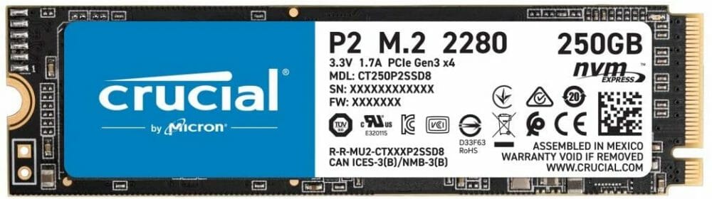 Crucial P2 250GB 3D NAND NVMe PCIe M.2 SSD CT250P2SSD8