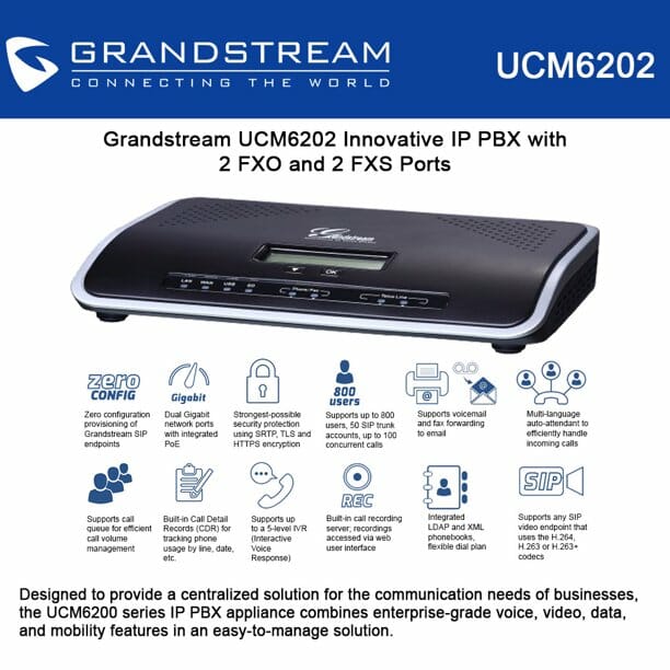 Grandstream UCM6202 IP Pbx 500 Usuarios UCM6202
