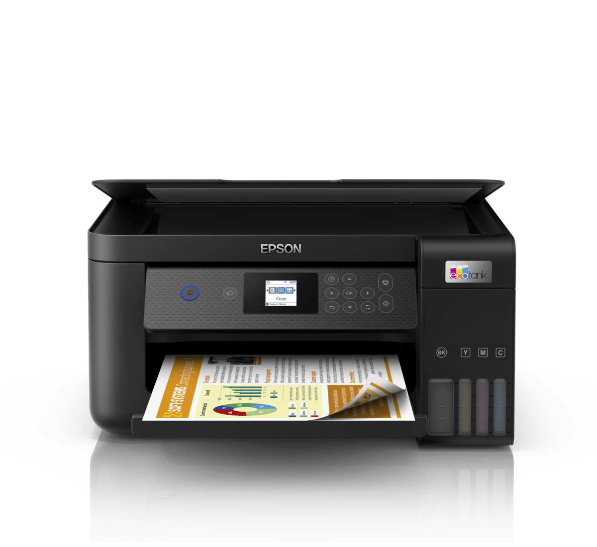 Multifuncional de Sistema de Tanques de Tinta Epson EcoTank L4260, Impresora, Copiadora y Escáner, Wi-Fi, USB.  Colores de impresión: Negro, Cian, Magenta, Amarillo Tecnología de impresión: Inyección de tinta Ethernet: Wi-Fi: Pantalla incorporada: si