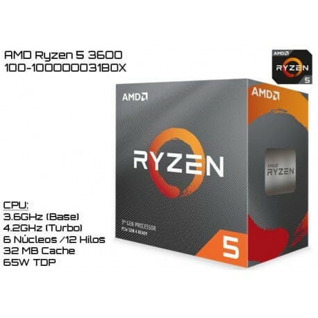 AMD Ryzen 5 3600 6 núcleos 12 hilos 100-100000031BOX