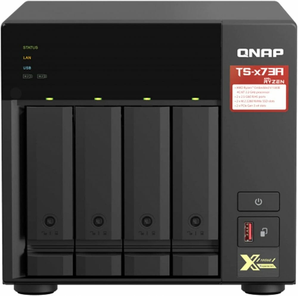 QNAP NAS alta velocidad 4 bahías AMD Ryzen 8GB 2.5 GbE TS-473A-8G