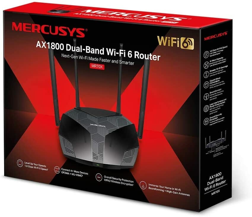 Mercusys Router AX1800 WiFi 6 Doble Banda MR70X