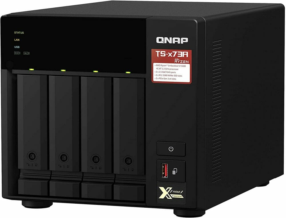 QNAP NAS alta velocidad 4 bahías AMD Ryzen 8GB 2.5 GbE TS-473A-8G