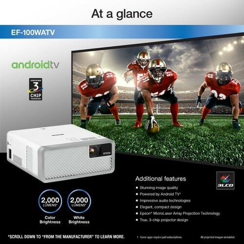 Epson EF-100 Home Theater Laser Android TV Wireless V11H914220