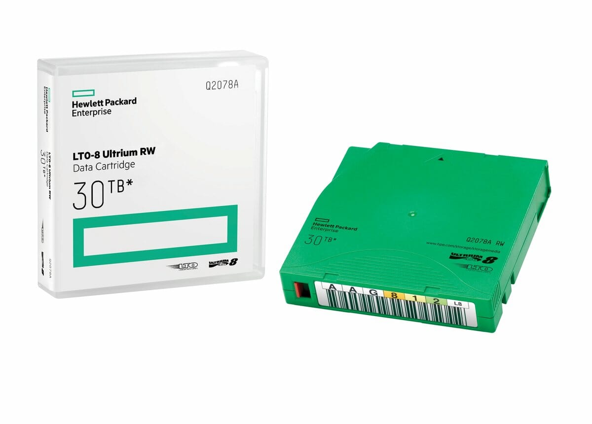 HPE Cartucho LTO-8 de 30 TB RW Non Cust Label 20 Q2078AN