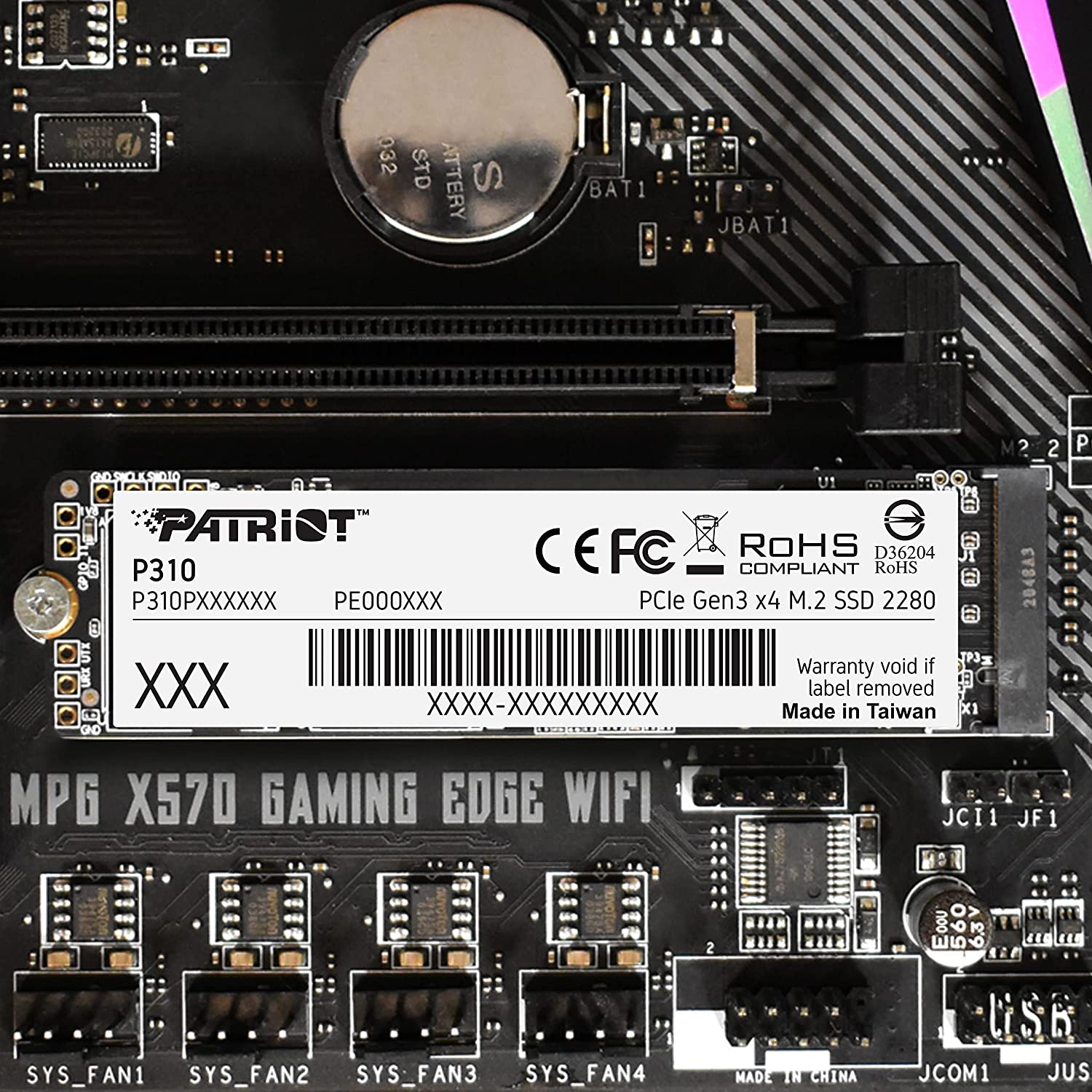 Patriot P310 - SSD interno de 480 GB, NVMe PCIe M.2 Gen3 x 4, unidad de estado sólido de bajo consumo de energía, P310P480GM28