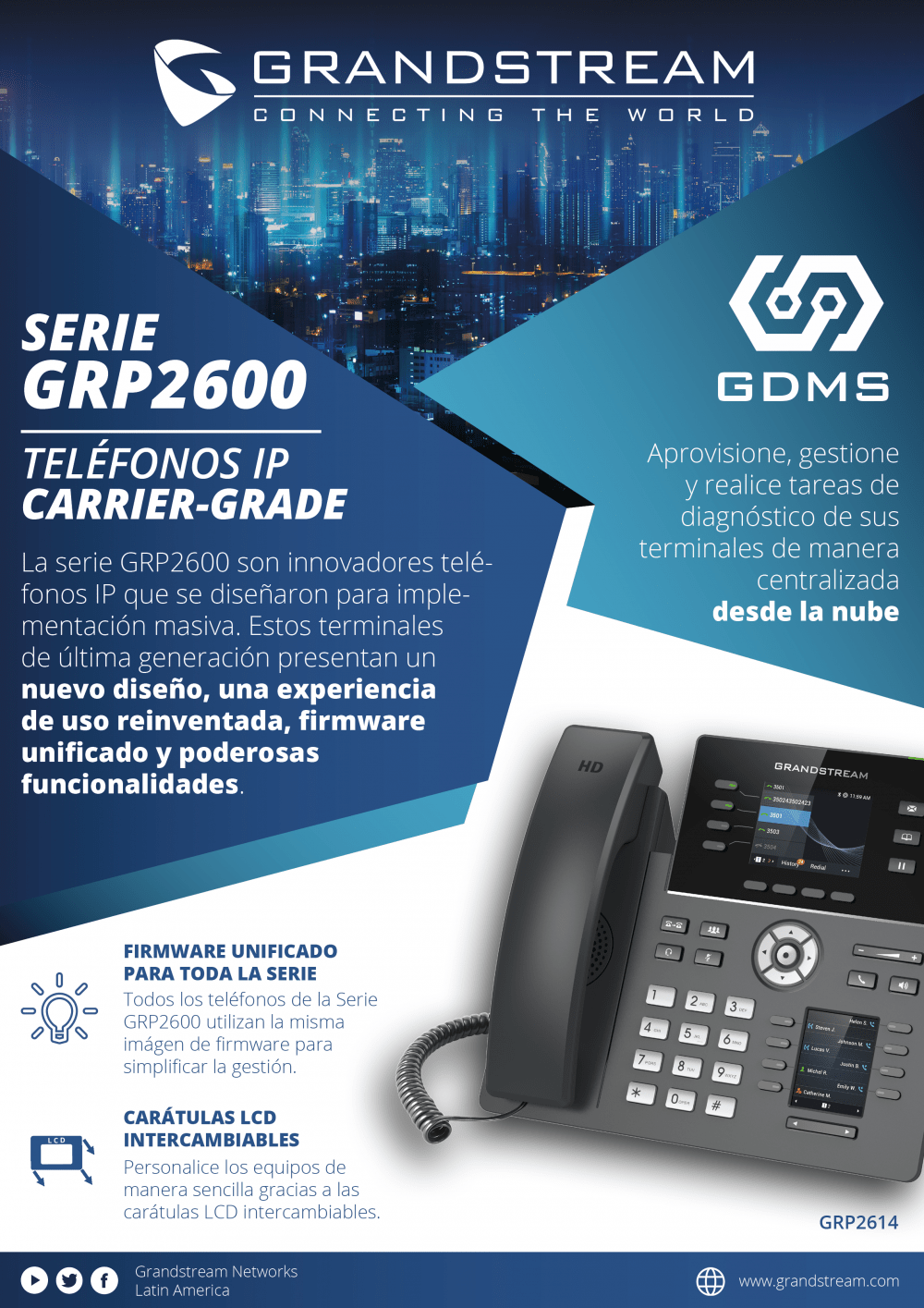 Grandstream GRP2624 Teléfono IP Wi-Fi GRP2624