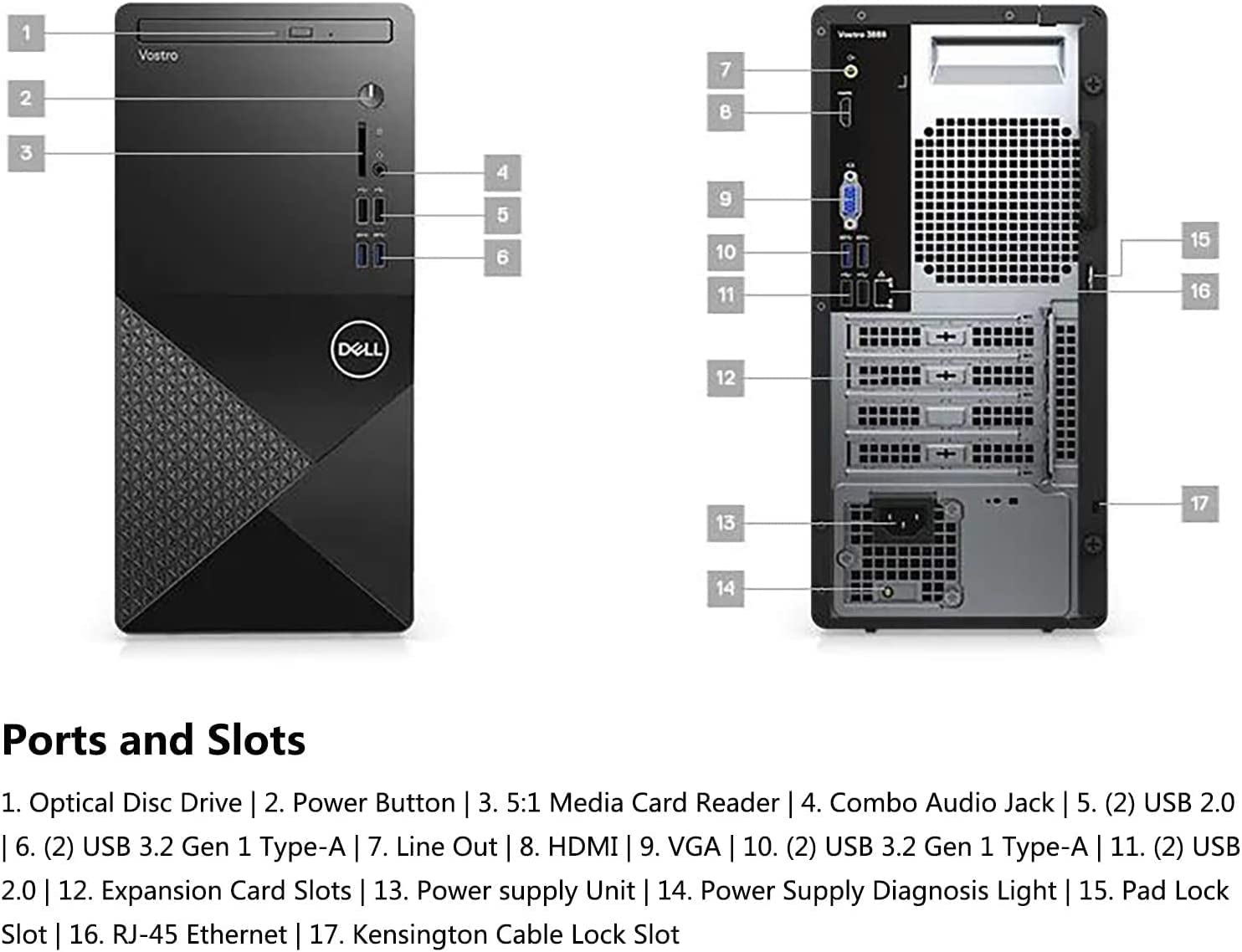 Dell Vostro 3888 I5-10400 4GB RAM 1TB HDD DVDRW FREEDOS VOS-3888