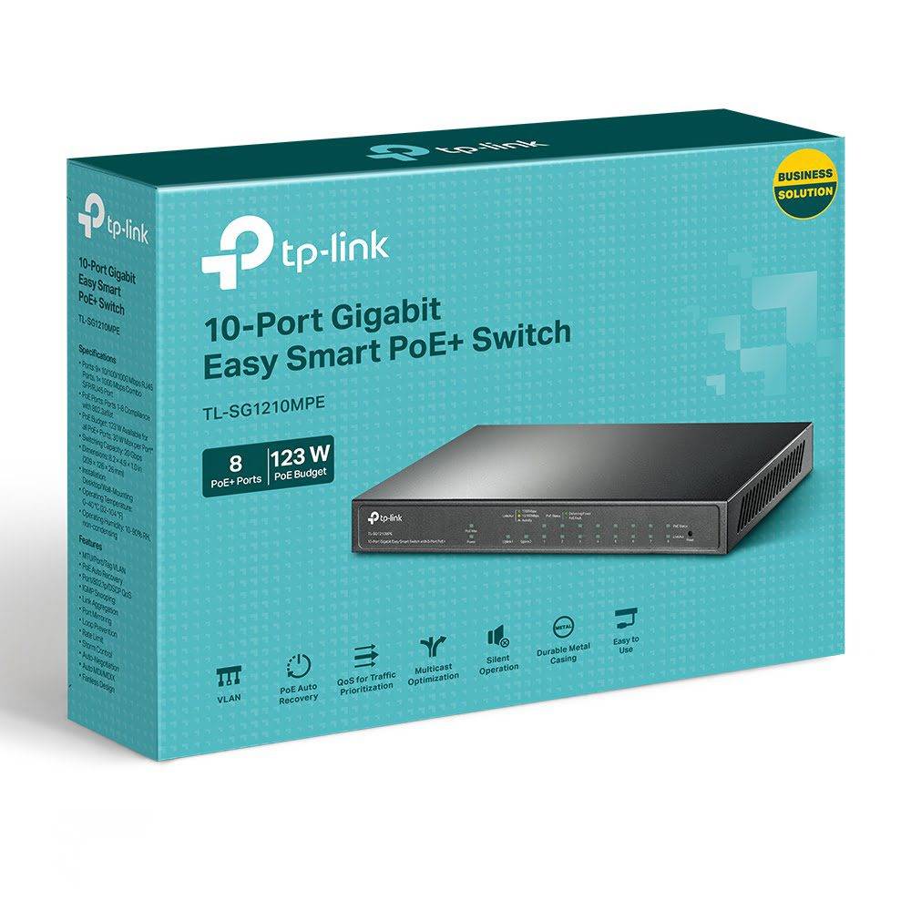TP-Link Switch Gigabit 10 puertos PoE+ 8 puertos TL-SG1210MPE