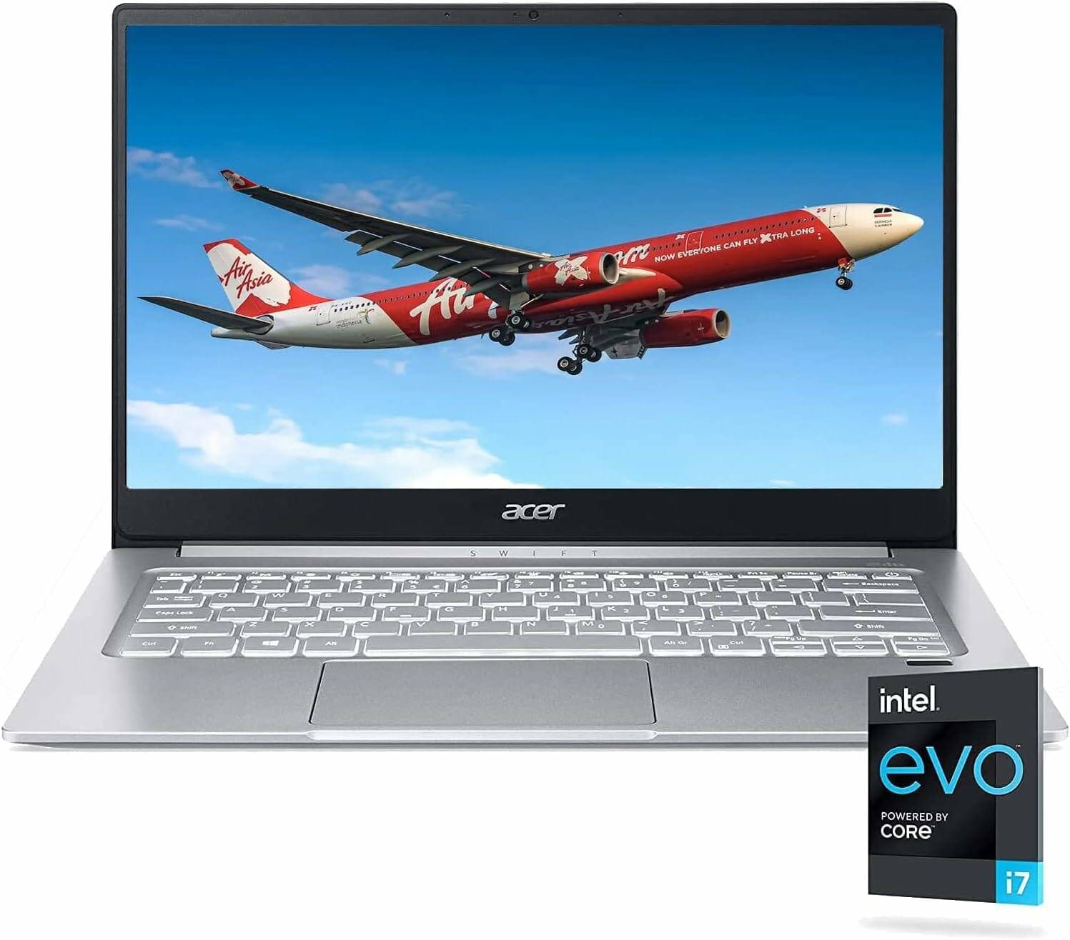Acer Laptop Swift de 3 luces, Intel EVO Core i7-1165G7, FHD IPS de 14 pulgadas, LPDDR4X de 8 GB, SSD NVMe de 512 GB, gráficos Intel Iris Xe, Wi-Fi 6