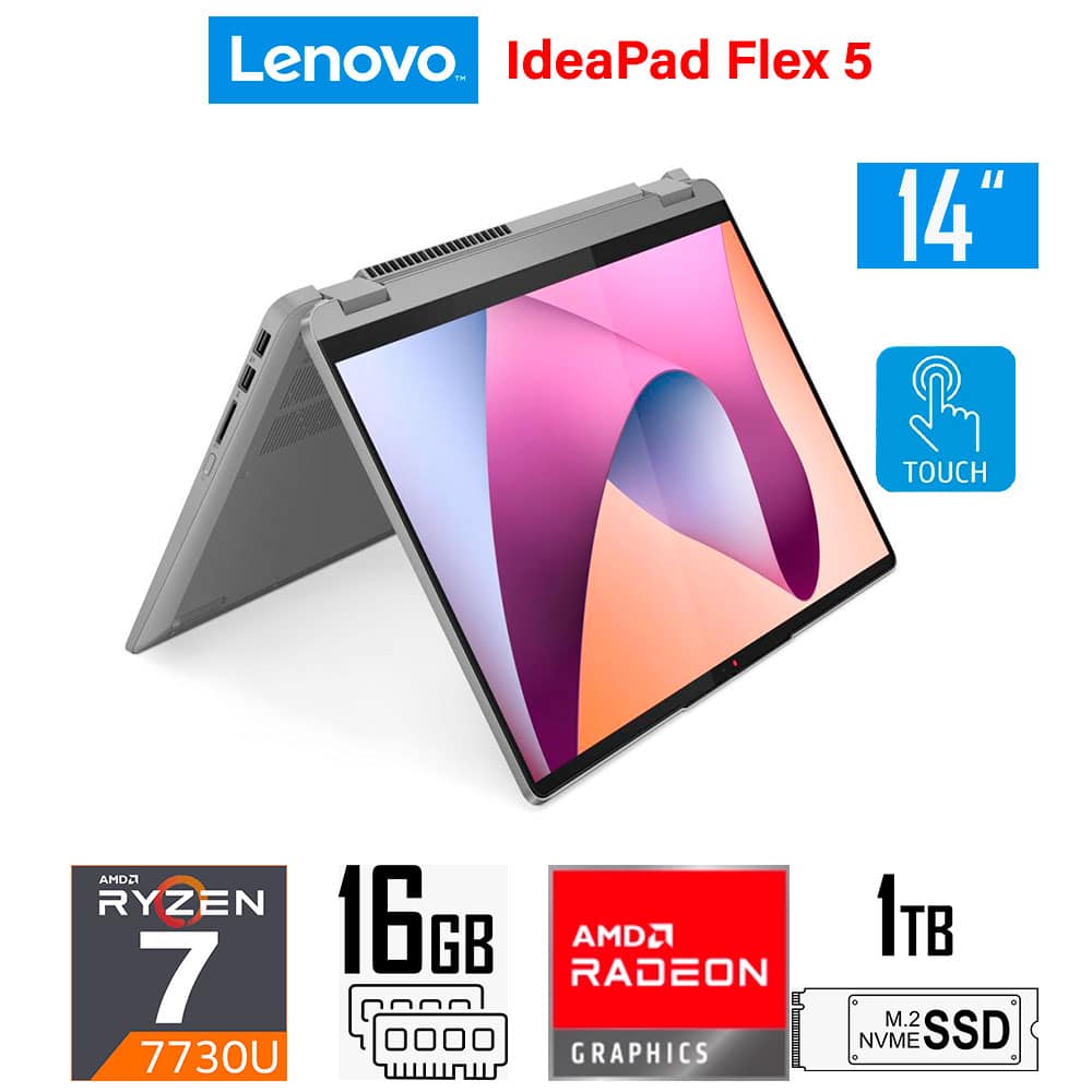 Lenovo IdeaPad Flex 5 14" Ryzen 7 7730U 16GB 1TB 82XX0037US