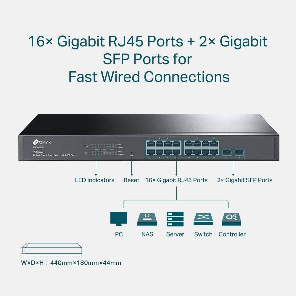 TP-Link TL-SG2218 | Switch Gigabit de 16 puertos 2 ranuras SFP TL-SG2218