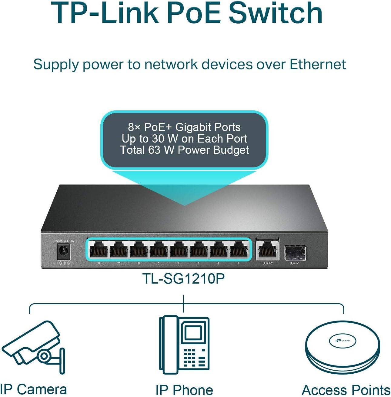 TP-LINK Switch Gigabit de 10 puertos con PoE TL-SG1210P