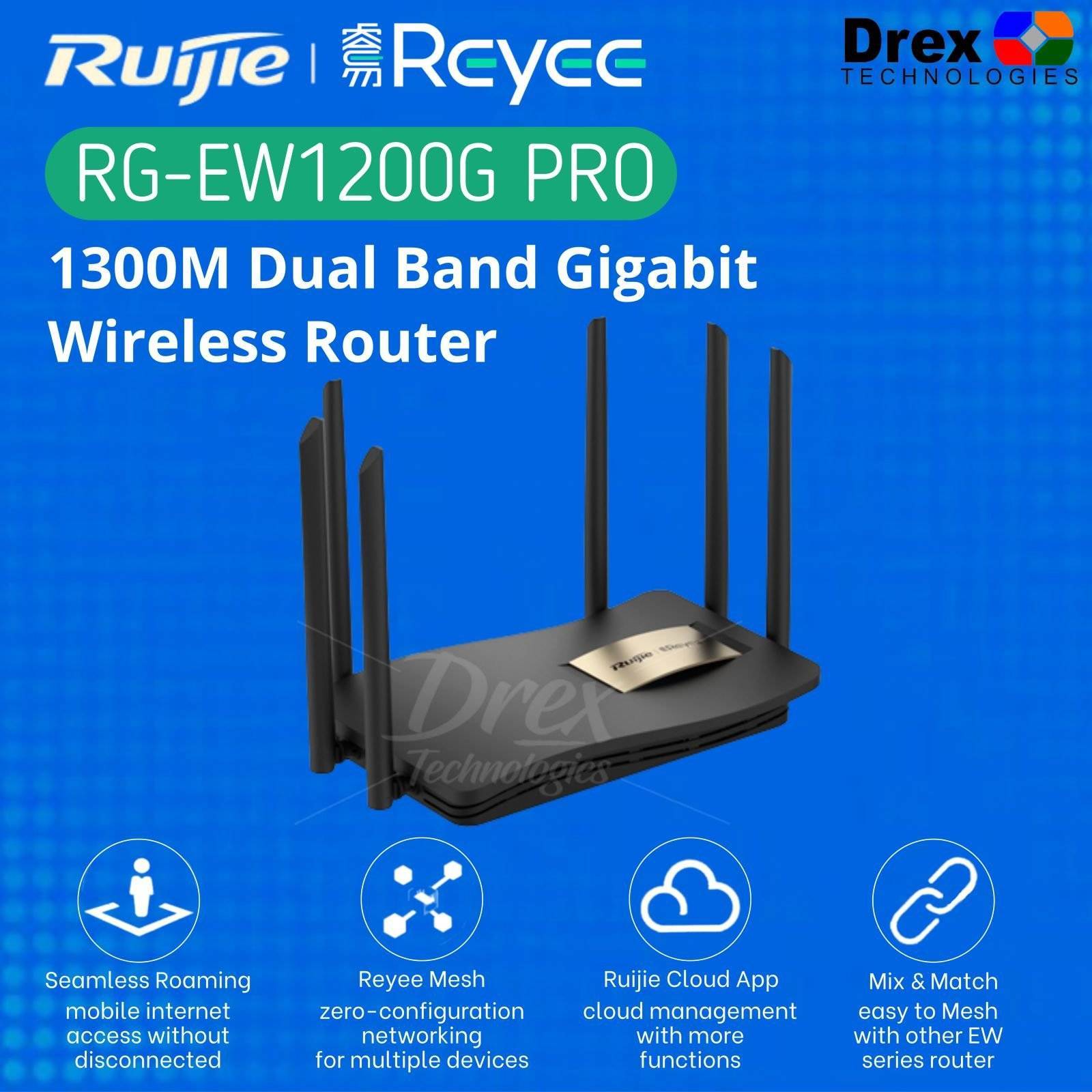 RUIJIE/REYEE ROUTER CASA WIFI5 MESH DUAL BAND RG-EW1200G PRO