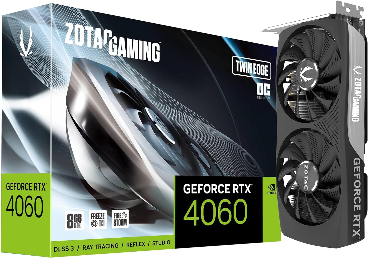 ZOTAC Gaming GeForce RTX 4060 8GB Twin Edge OC DLSS 3 8GB GDDR6 128-bit 17 Gbps PCIE 4.0 Tarjeta gráfica compacta para juegos, ZT-D40600H-10M