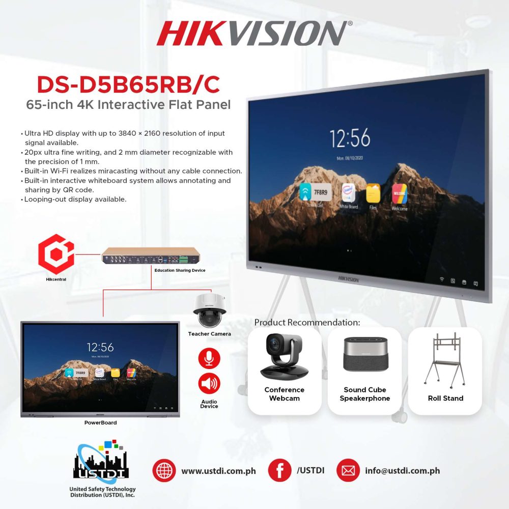 Hikvision PANTALLA INTERACTIVA TACTIL (TOUCH) 4K DS-D5B65RB/C