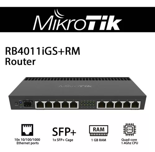 Router Mikrotik RB4011iGS+RM 0XGBIT LAN 1XSFP+ RB4011iGS+RM
